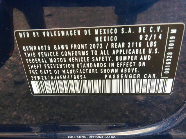 3VW2K7AJ4EM418694 Volkswagen Jetta Sedan S
