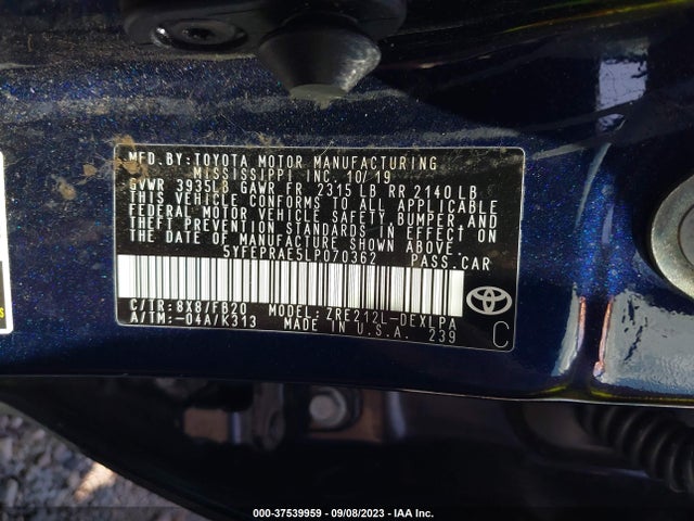 Toyota COROLLA LE 2020 5YFEPRAE5LP070362 Image 9