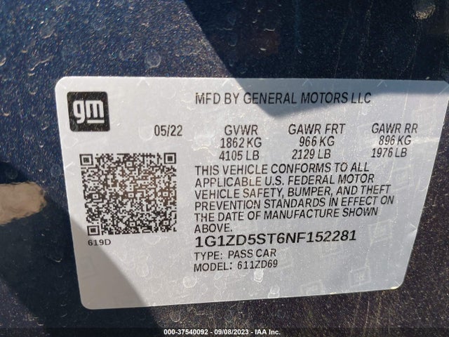 Chevrolet MALIBU LT 2022 1G1ZD5ST6NF152281 Image 15
