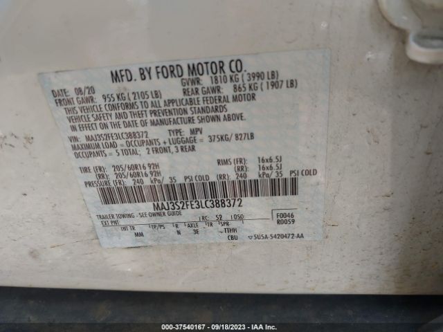 MAJ3S2FE3LC388372 Ford ECOSPORT S