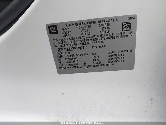 Chevrolet EQUINOX LS 2015 2GNALAEKXF1100719 Image 9