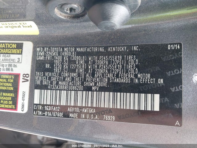Toyota Venza Le/xle 2014 4T3ZA3BB8EU086200 Image 9