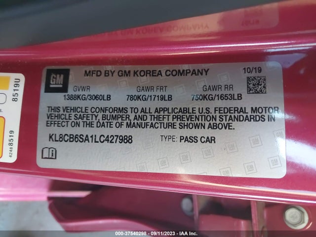 Chevrolet SPARK LS 2020 KL8CB6SA1LC427988 Image 9