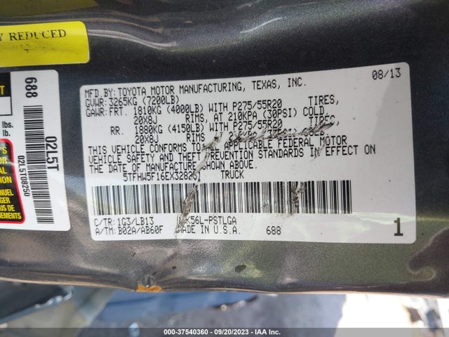 5TFHW5F16EX328231 Toyota Tundra Limited 5.7l V8