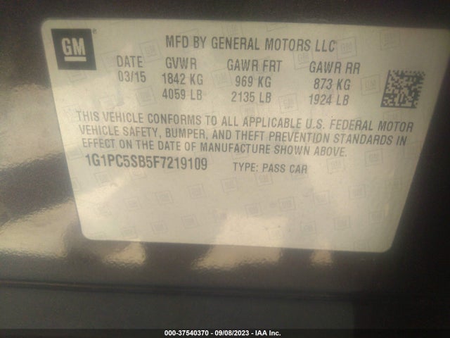 Chevrolet CRUZE LT 2015 1G1PC5SB5F7219109 Image 9