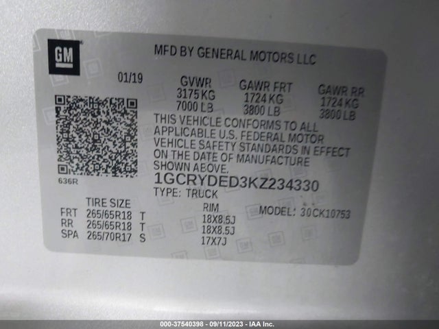 Chevrolet Silverado 1500 Lt 2019 1GCRYDED3KZ234330 Image 9