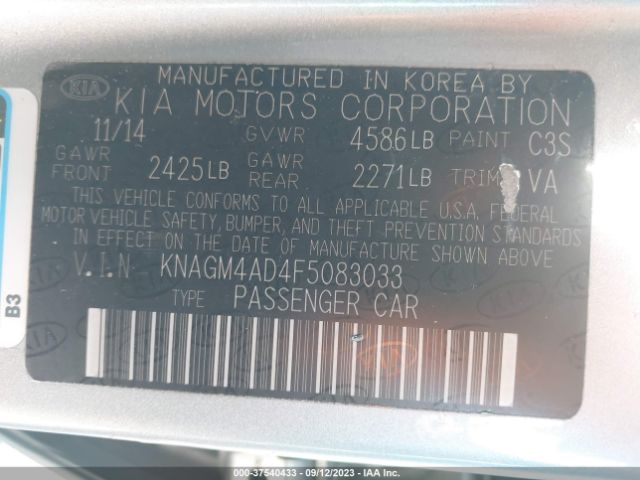 KNAGM4AD4F5083033 KIA OPTIMA HYBRID