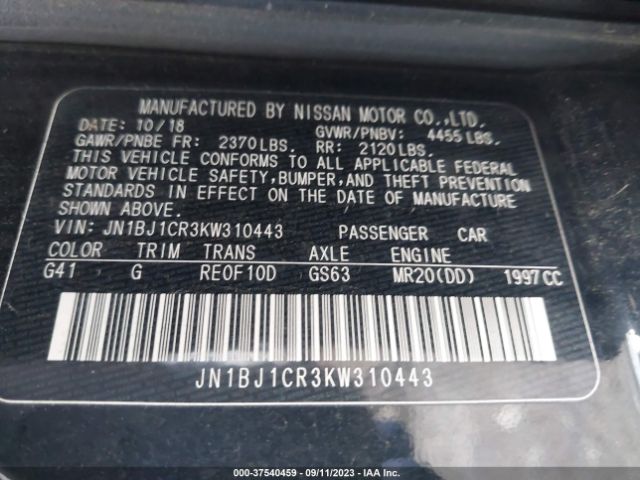 JN1BJ1CR3KW310443 Nissan Rogue Sport Sv