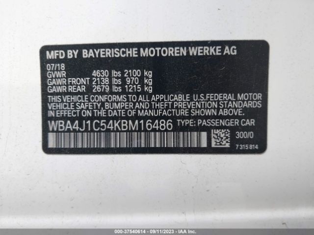 WBA4J1C54KBM16486 BMW 430i Gran Coupe