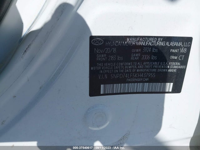 Hyundai ELANTRA SE 2019 5NPD74LF5KH437955 Image 9