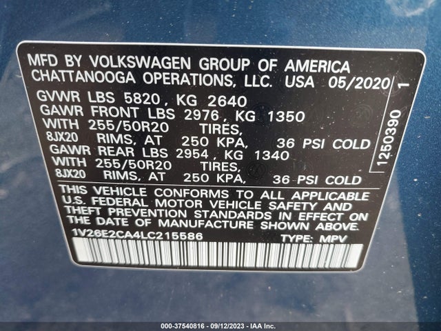 1V26E2CA4LC215586 Volkswagen Atlas Cross Sport 3.6l V6 Se W/technology