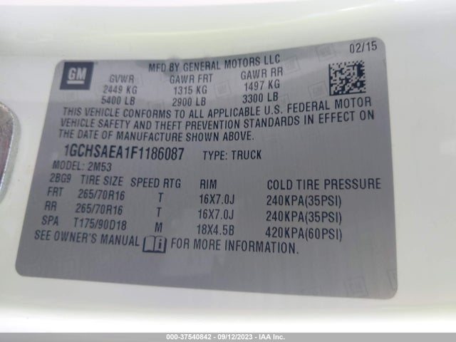Chevrolet Colorado 2wd Wt 2015 1GCHSAEA1F1186087 Image 9