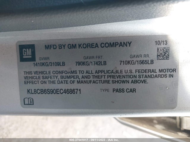 Chevrolet SPARK LS 2014 KL8CB6S90EC468671 Image 9