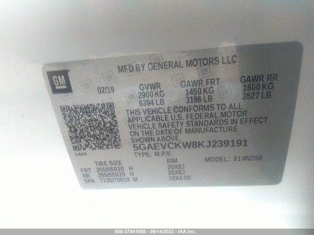 5GAEVCKW8KJ239191 Buick Enclave