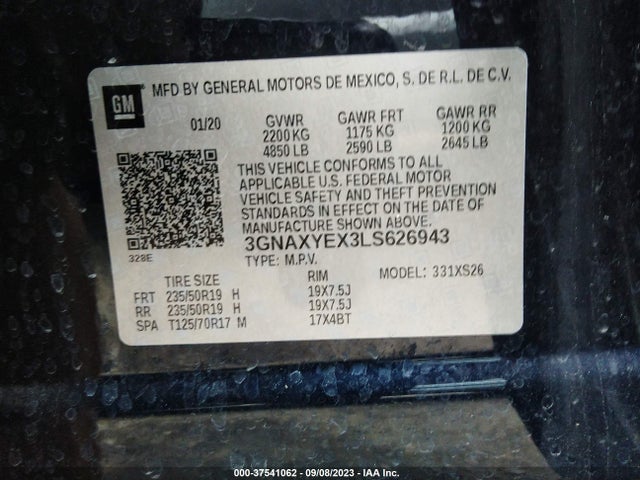 Chevrolet Equinox Premier 2020 3GNAXYEX3LS626943 Image 9