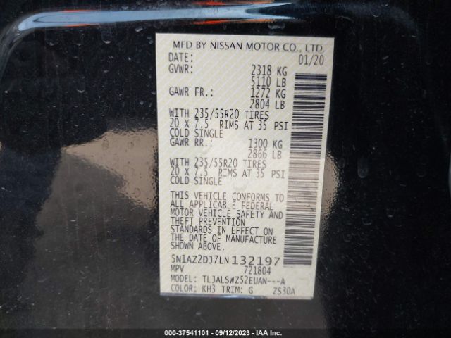 2020 NISSAN MURANO 5N1AZ2DJ7LN132197 Photo 8