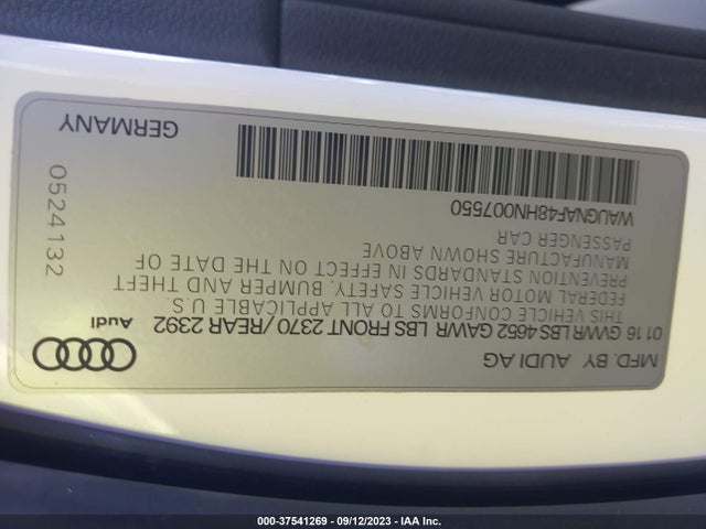 WAUGNAF48HN007550 Audi A4 PREMIUM