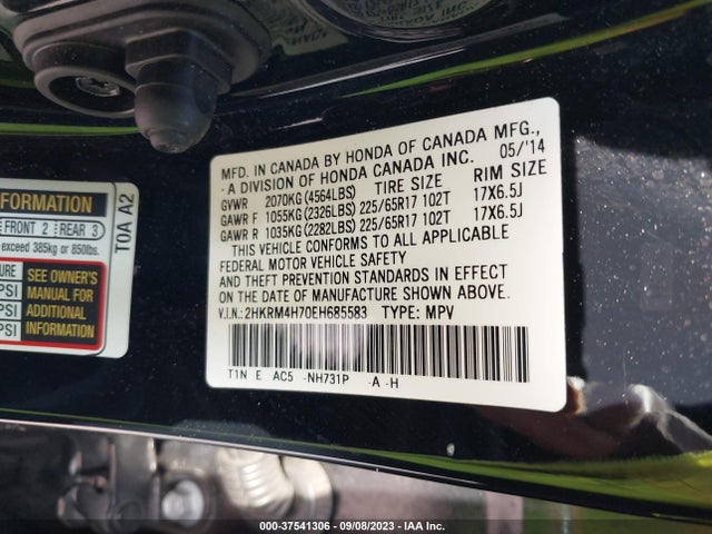 Honda Cr-v Ex-l 2014 2HKRM4H70EH685583 Image 9