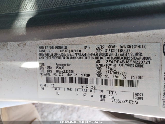 Ford FIESTA SE 2015 3FADP4BJ8FM220721 Image 10