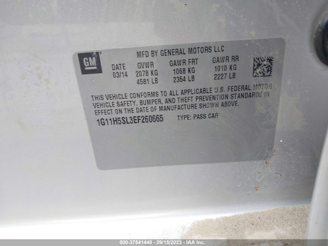 Chevrolet MALIBU LTZ 2014 1G11H5SL3EF260665 Image 9