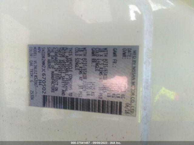 5N1DR2MM2JC670502 Nissan Pathfinder Sv