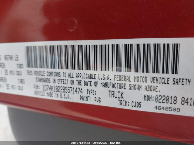 2008 DODGE RAM 1500 SLT VIN: 1D7HA18228S571474