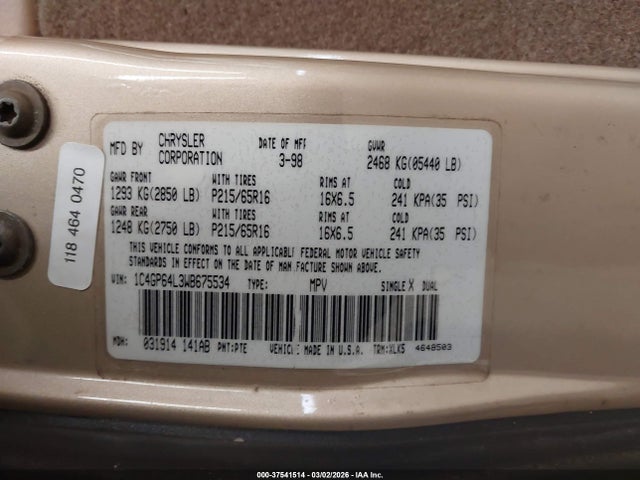 1998 CHRYSLER TOWN & COUNTRY 1C4GP64L3WB675534 Photo 8