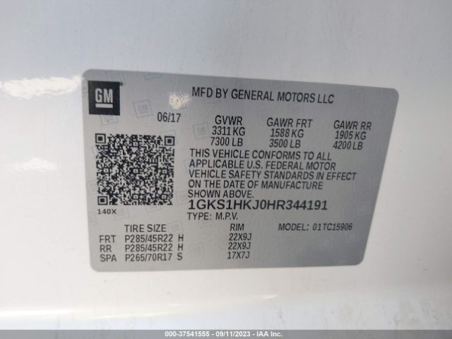 1GKS1HKJ0HR344191 GMC YUKON XL DENALI