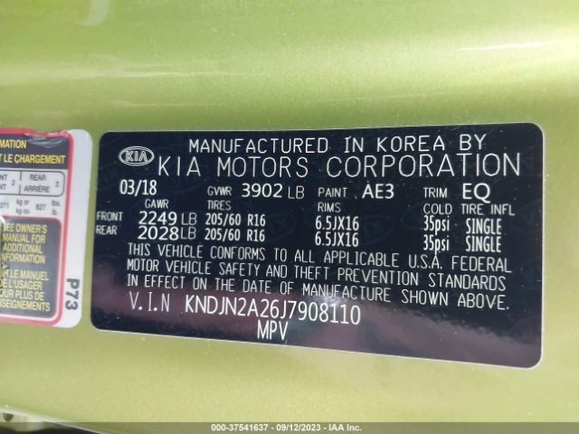 KNDJN2A26J7908110 KIA Soul Base
