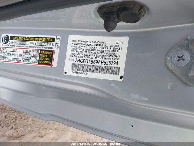 2010 HONDA CIVIC CPE LX VIN: 2HGFG1B69AH525294