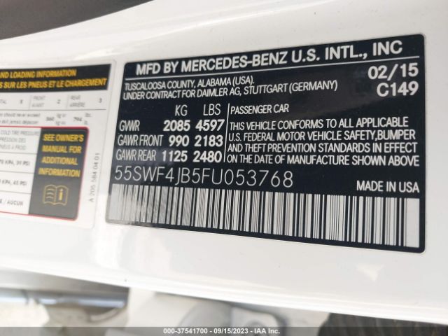 55SWF4JB5FU053768 Mercedes-Benz C-class C 300