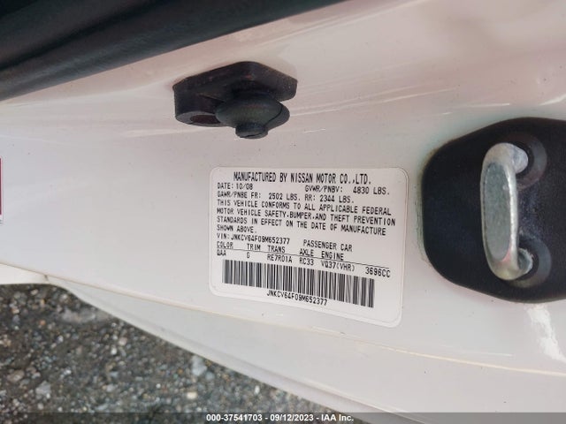 2009 INFINITI G37 COUPE X VIN: JNKCV64F09M652377