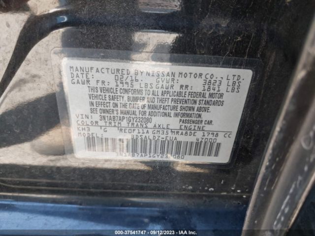 3N1AB7AP1GY232080 Nissan SENTRA SV