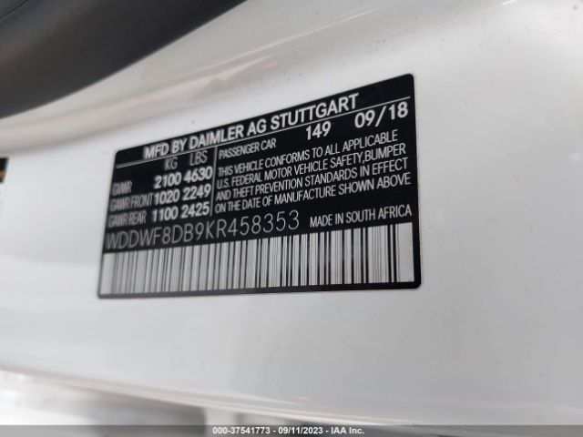 WDDWF8DB9KR458353 Mercedes-Benz C-class C 300