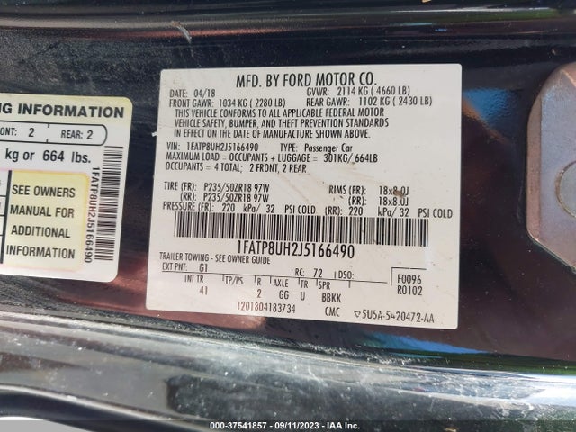 Ford Mustang Ecoboost 2018 1FATP8UH2J5166490 Image 9