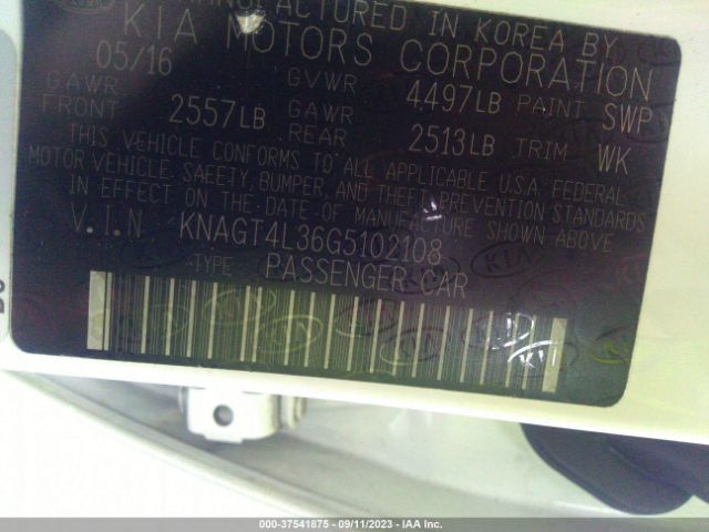 KNAGT4L36G5102108 KIA Optima Lx