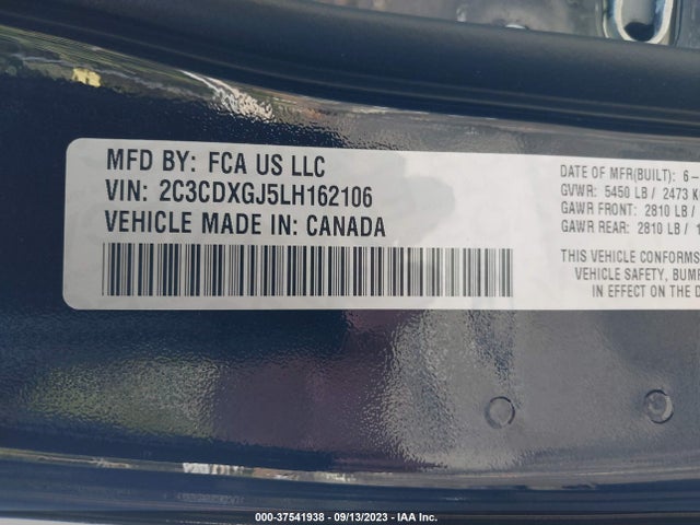 2020 DODGE CHARGER SCAT PACK VIN: 2C3CDXGJ5LH162106