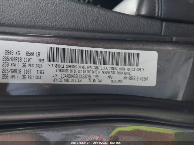 1C4RDHAG3LC123705 Dodge Durango Sxt