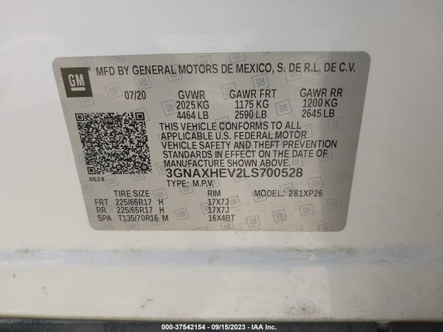Chevrolet EQUINOX LS 2020 3GNAXHEV2LS700528 Image 9