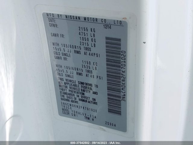 3N6CM0KN2FK701020 Nissan NV200 SV
