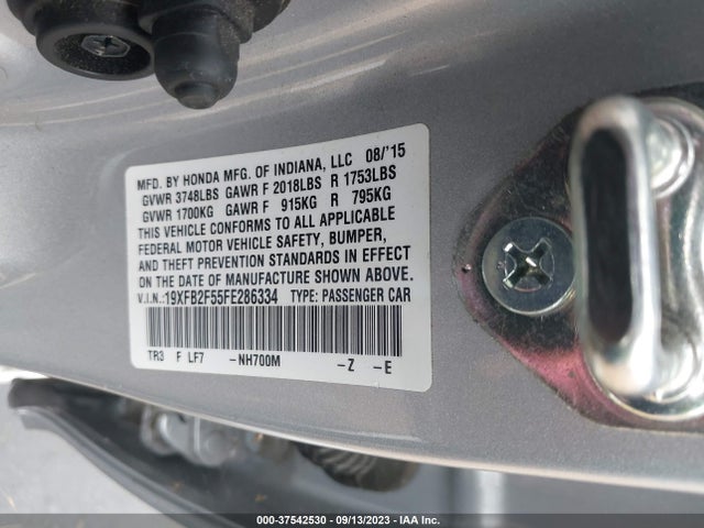 Honda Civic Sedan Lx 2015 19XFB2F55FE286334 Image 9