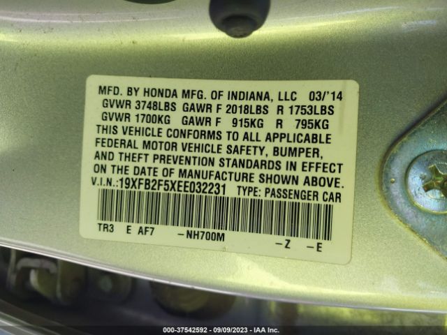 19XFB2F5XEE032231 Honda Civic Sedan Lx