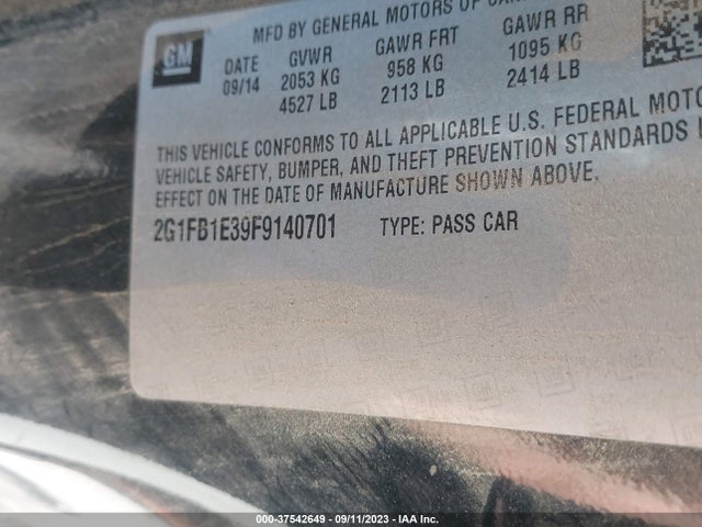 Chevrolet CAMARO LS 2015 2G1FB1E39F9140701 Image 9