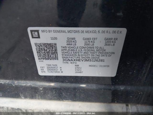 2021 CHEVROLET EQUINOX 3GNAXHEV3MS126281 Photo 8