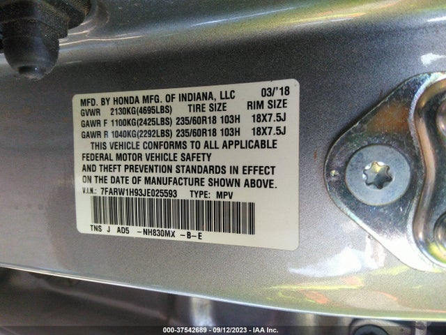Honda Cr-v Touring 2018 7FARW1H93JE025593 Image 15