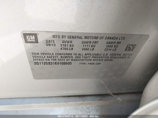 Chevrolet IMPALA LT 2014 2G1125S31E9168805 Image 9