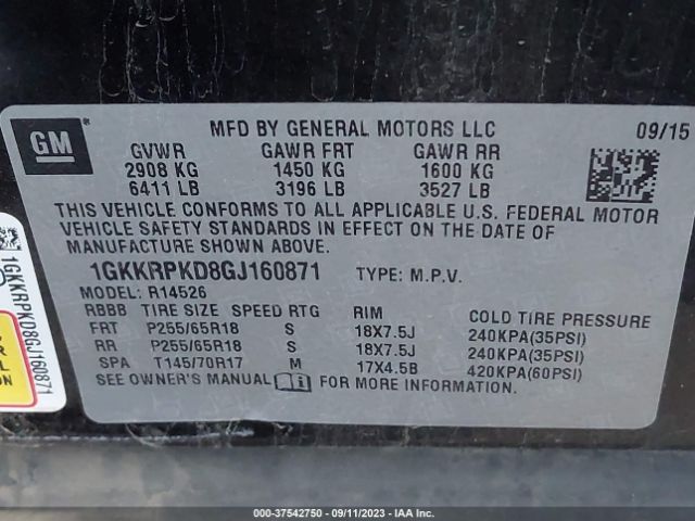 1GKKRPKD8GJ160871 GMC ACADIA SLE