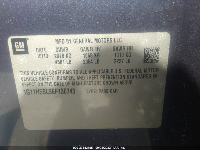 Chevrolet MALIBU LTZ 2014 1G11H5SL5EF130743 Image 9
