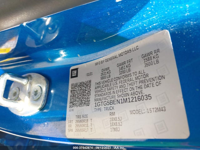 GMC Canyon 2wd Elevation Standard 2021 1GTG5BEN1M1216035 Image 9