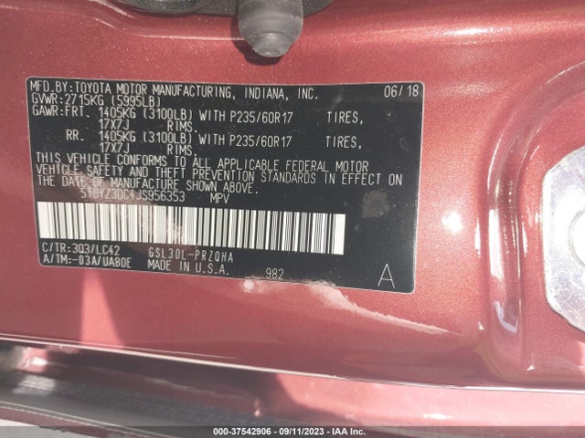 Toyota Sienna Xle Auto Access 2018 5TDYZ3DC4JS956353 Image 15